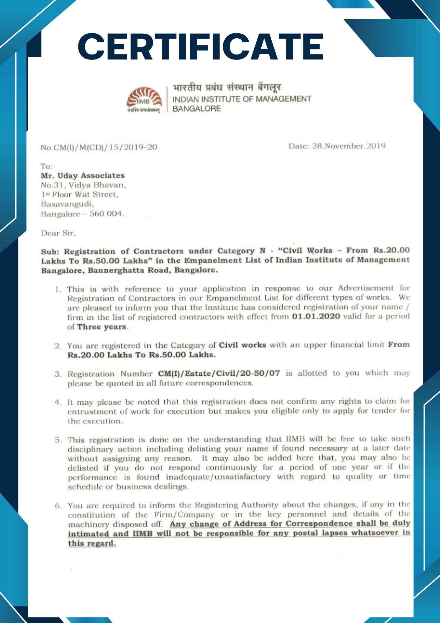 certificate